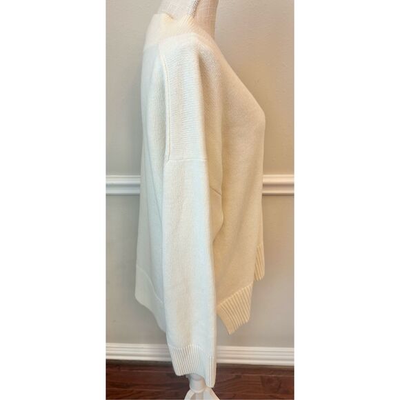 REISS SEREN OVERSIZED WOOL CASHMERE V-NECK JUMPER IN IVORY SIZE LARGE - Picture 5 of 11